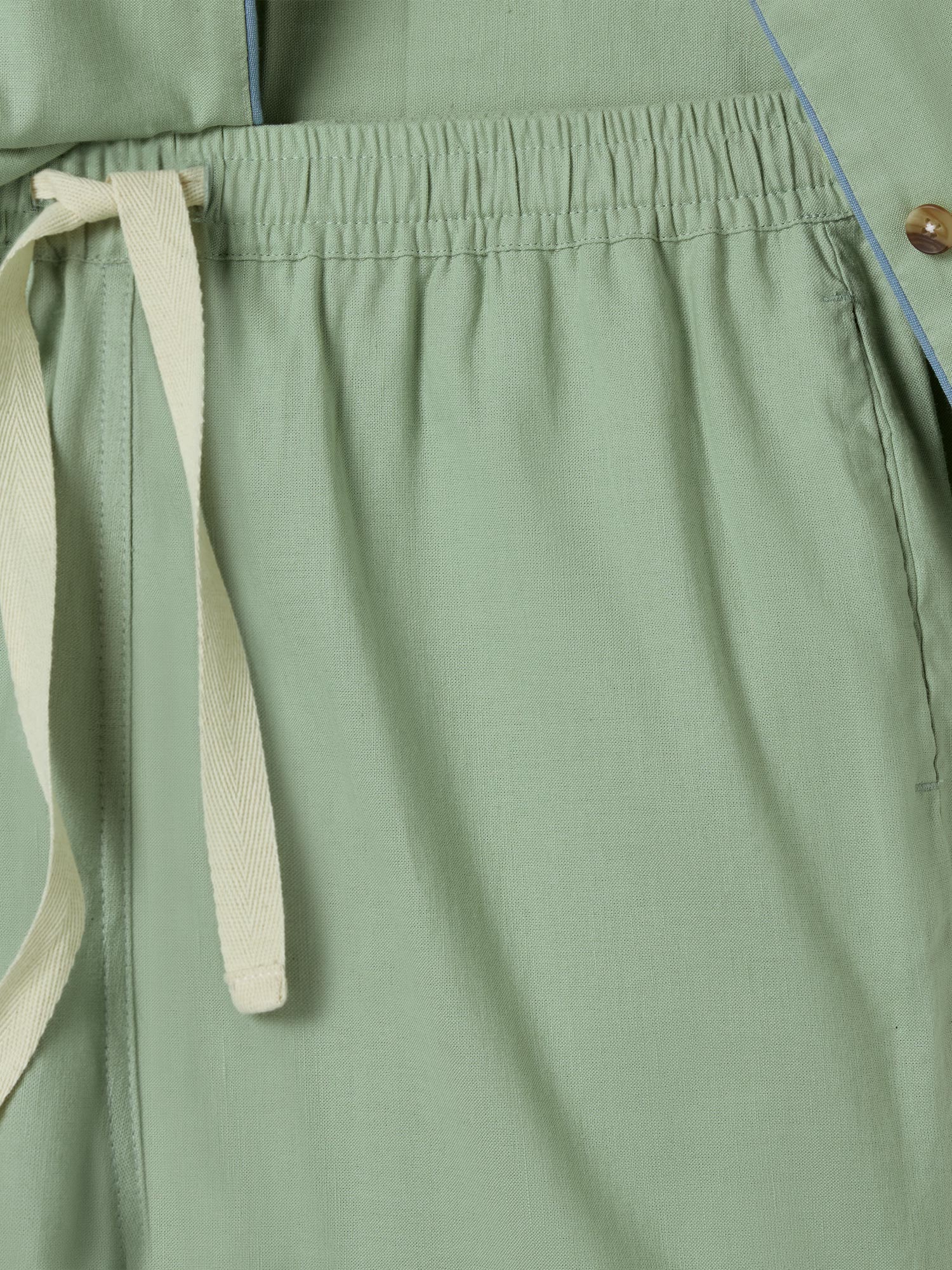 Sage Green Linen Blend Pyjama Trouser Set - Image 3