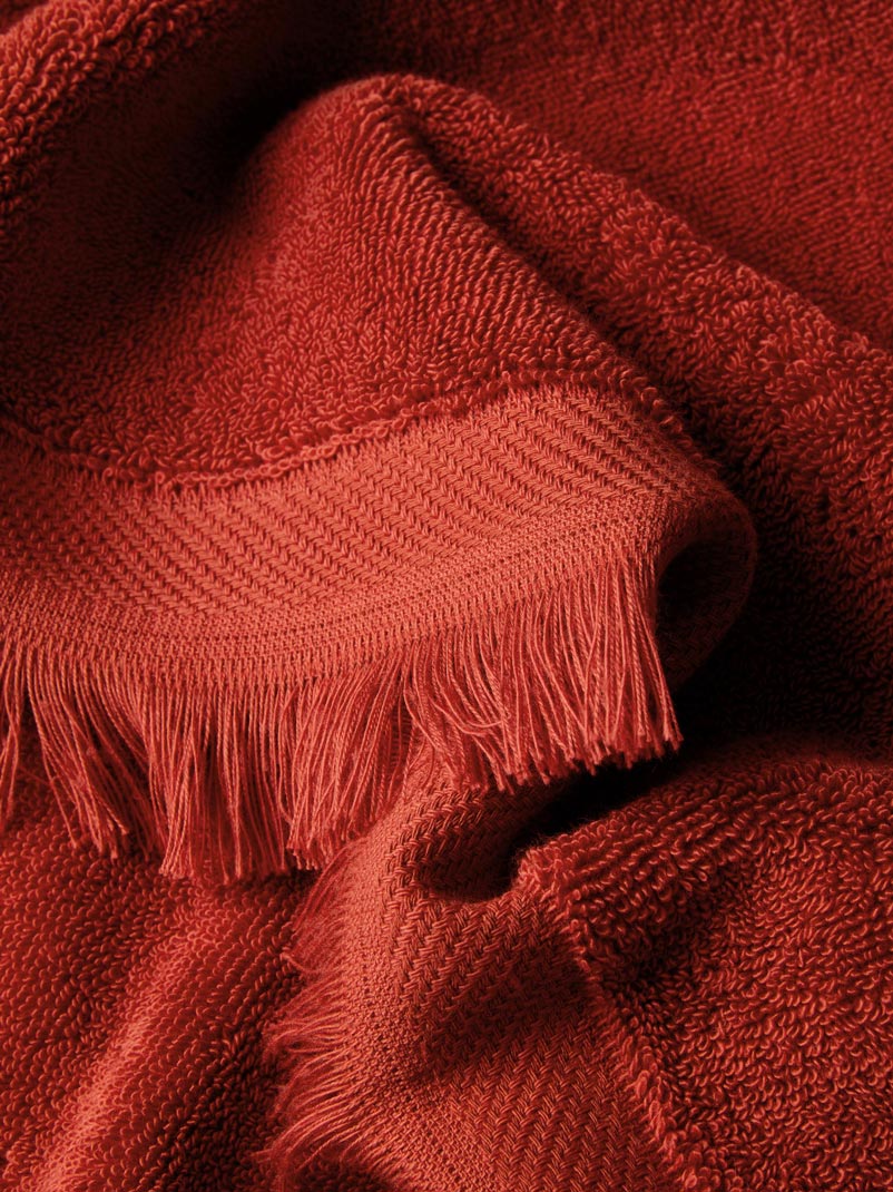 Sandstone Red Fringe Edge Cotton Towels - Image 3