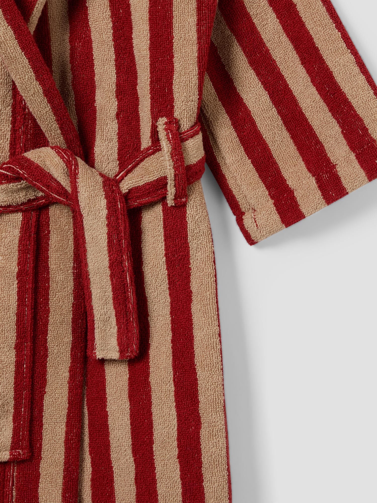 Sandstone Red Kids Pembroke Stripe Cotton Robe - Image 2