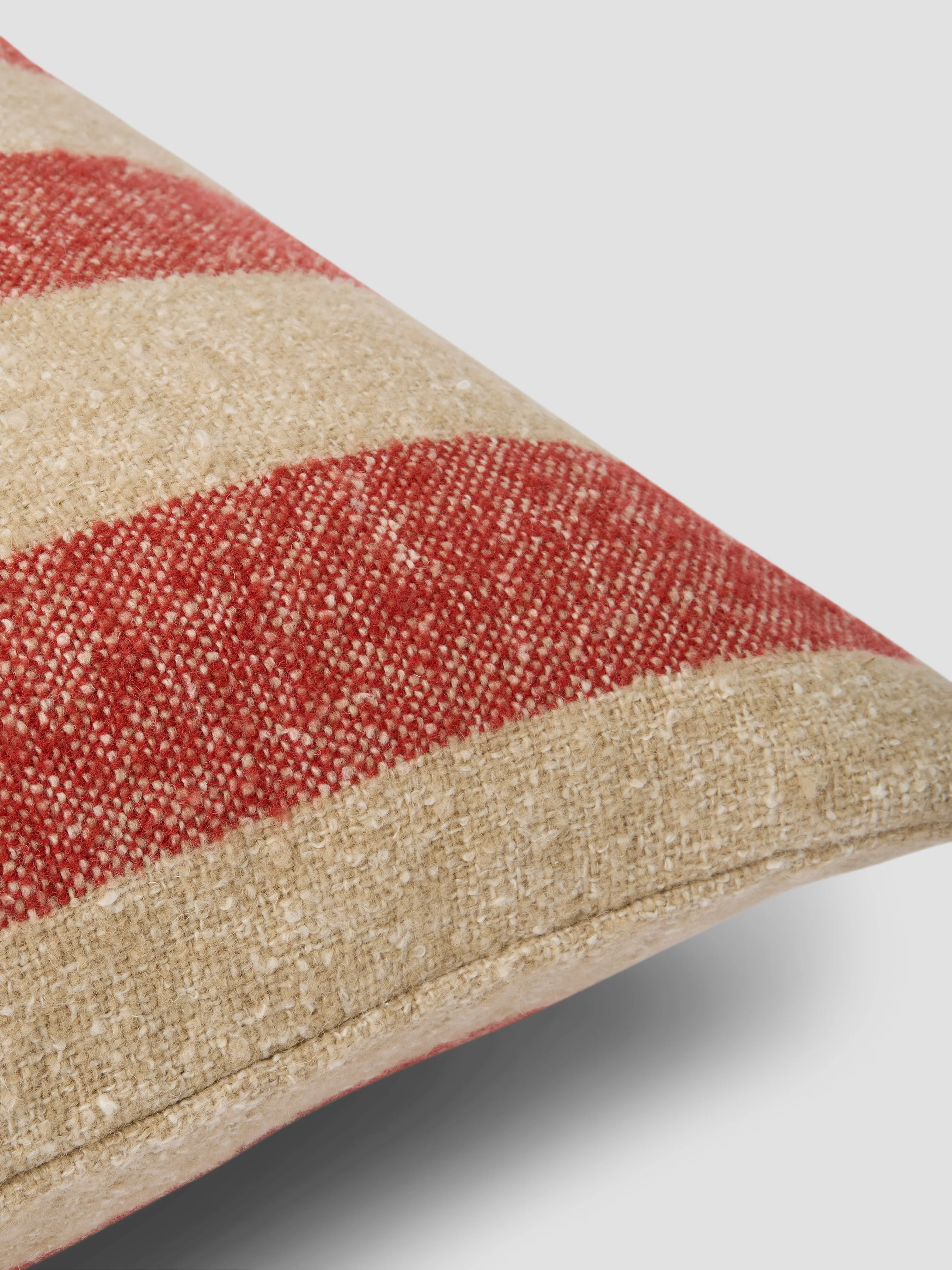 Sandstone Red & Oatmeal Wide Stripe Wool Square Cushion Cover - Image 2