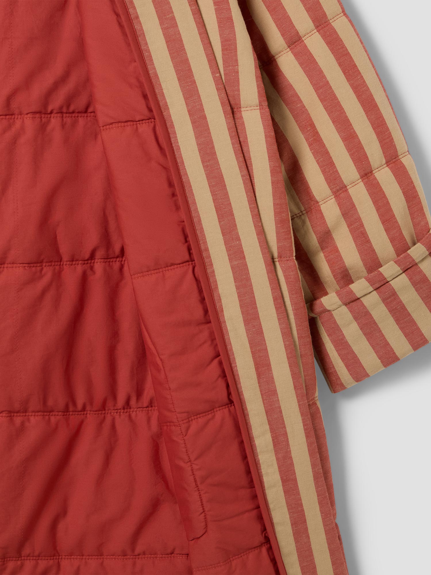 Sandstone Red Pembroke Stripe Linen Blend Housecoat - Image 5