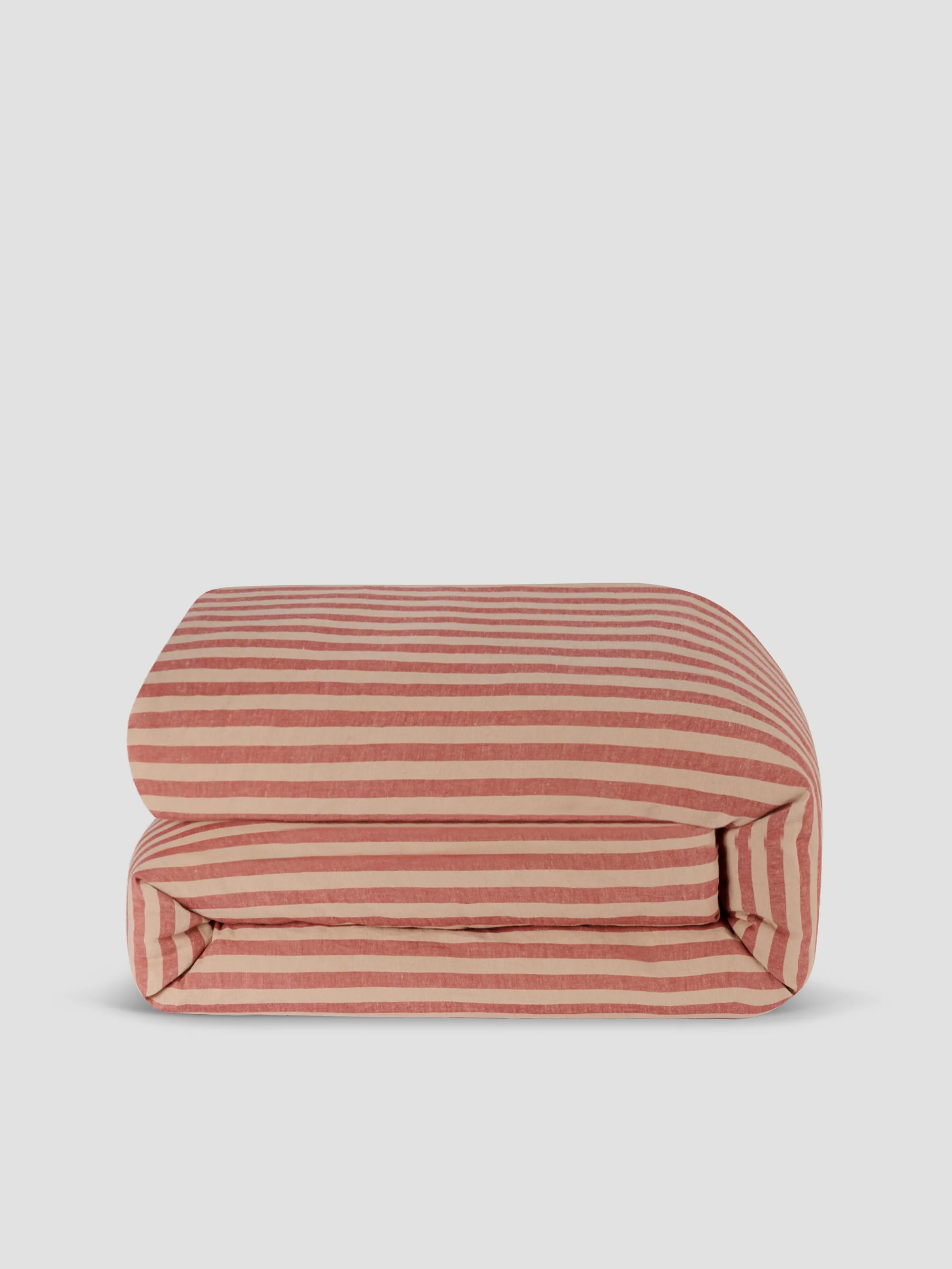 Sandstone Red Pembroke Stripe Linen Blend Duvet Cover - Image 3