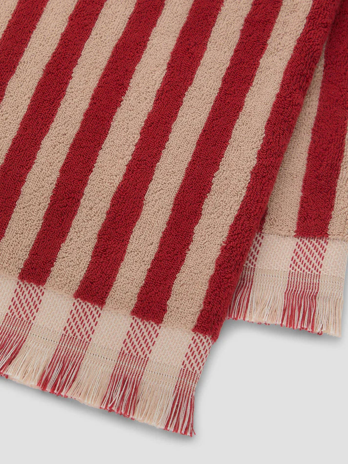 Sandstone Red Pembroke Stripe Towel & Bath Mat Set - Image 3