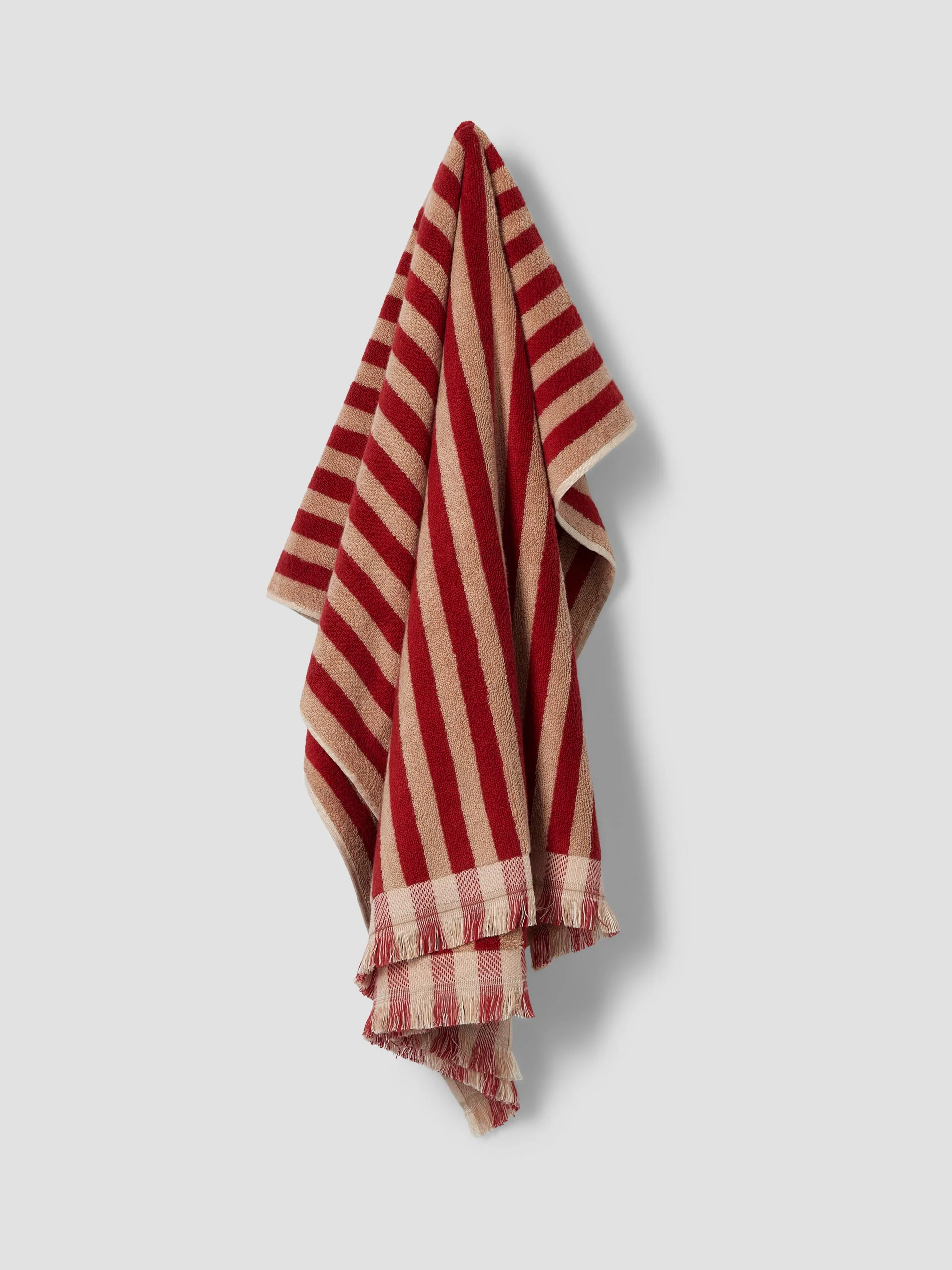 Sandstone Red Pembroke Stripe Cotton Towels - Image 3