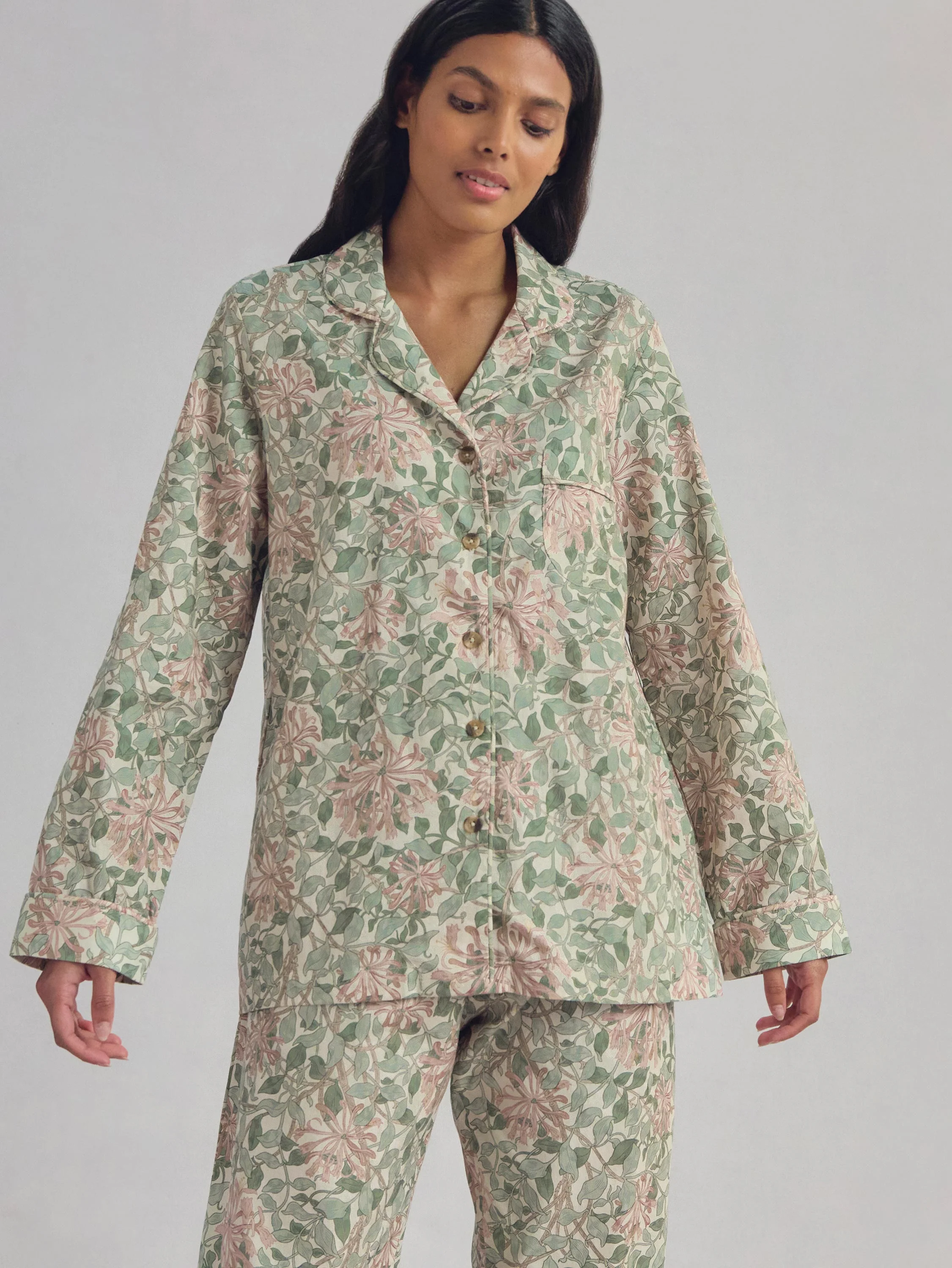 Soft Sage Honeysuckle Cotton Trouser Set - Image 2