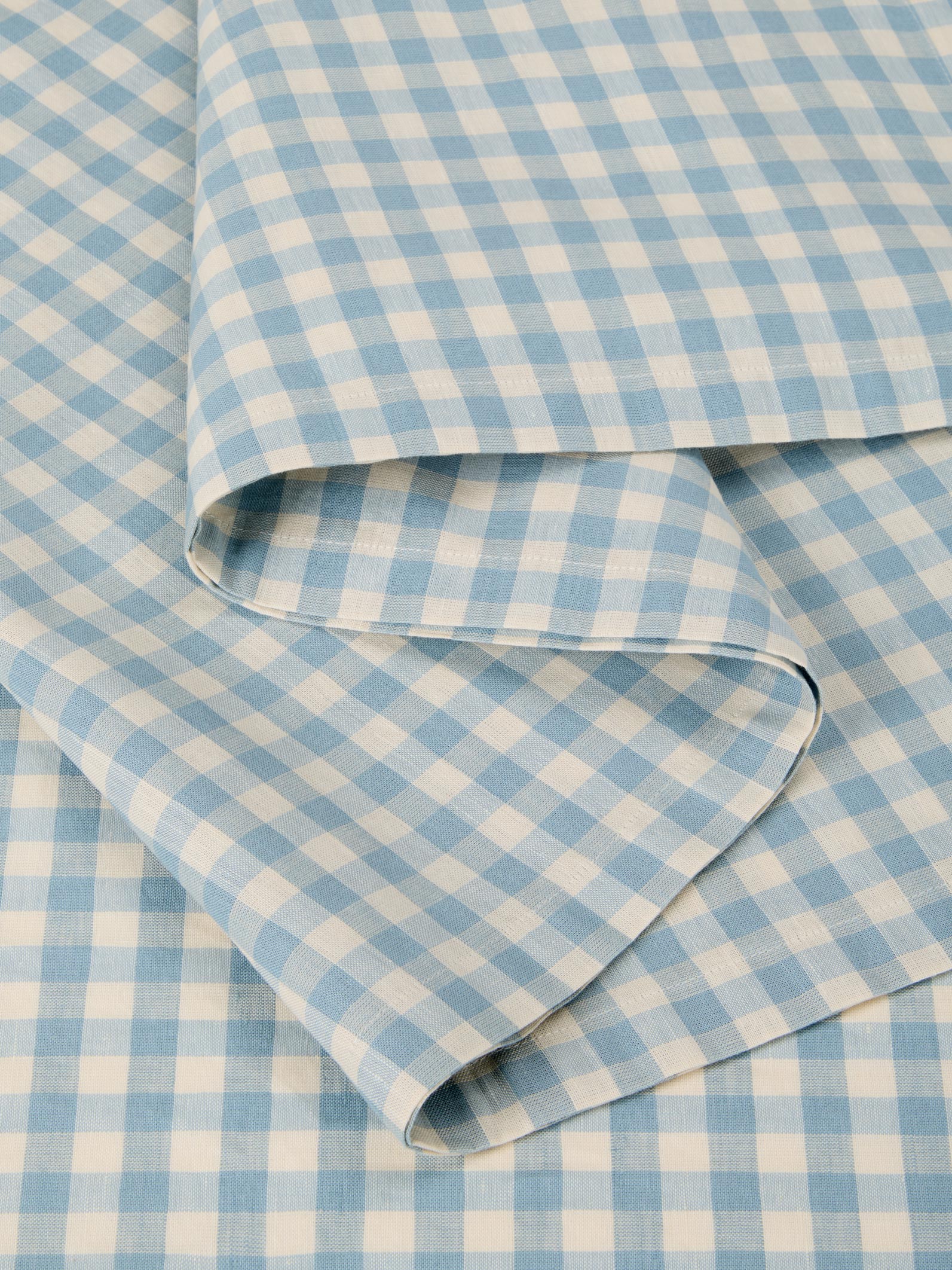 Warm Blue Gingham Linen Blend Runner - Image 3