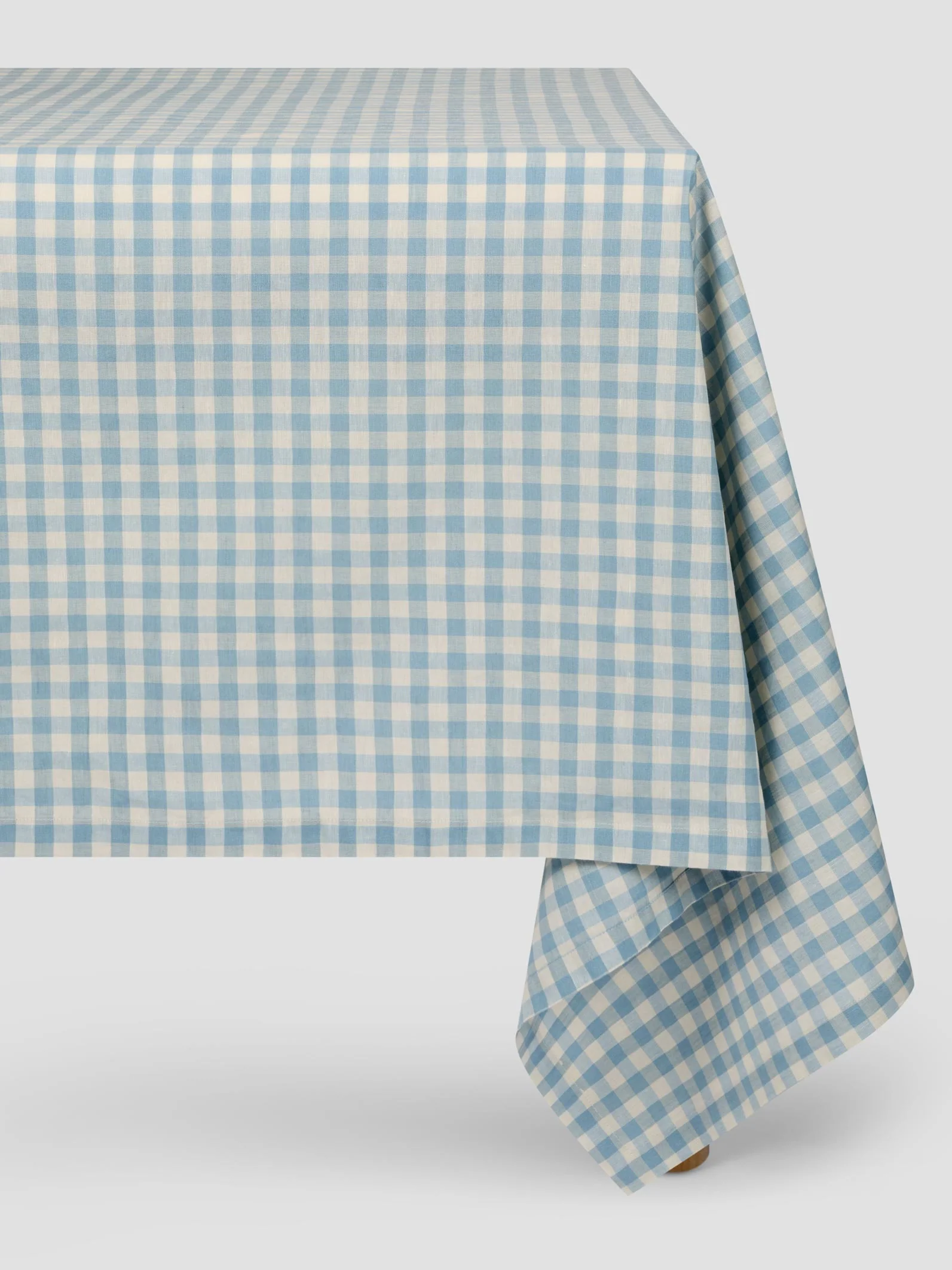 Warm Blue Gingham Linen Blend Tablecloth