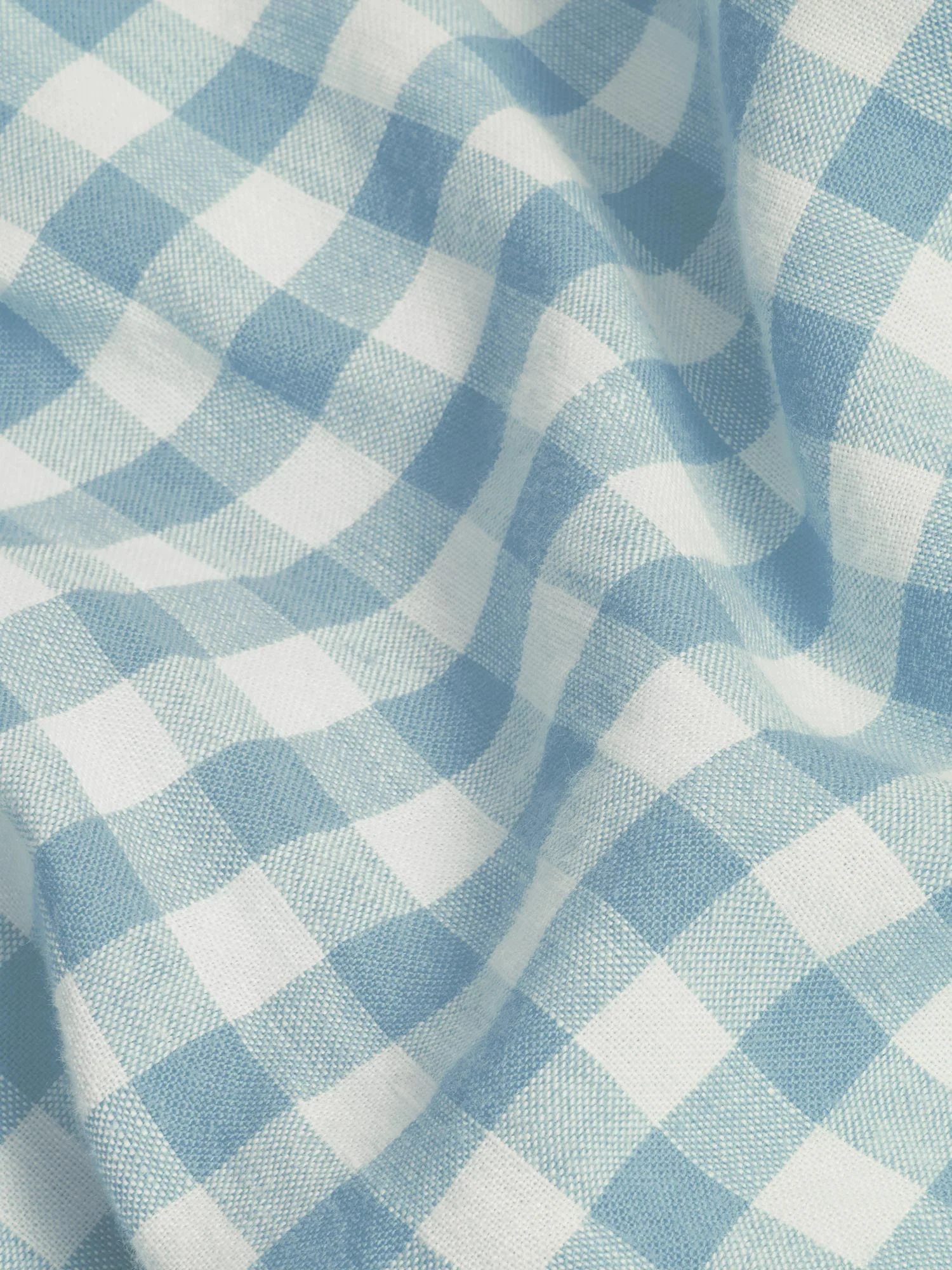 Warm Blue Gingham 100% Linen Fitted Sheet - Image 3