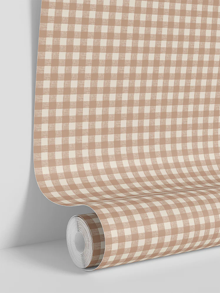 Warm Clay Gingham Wallpaper - Image 3