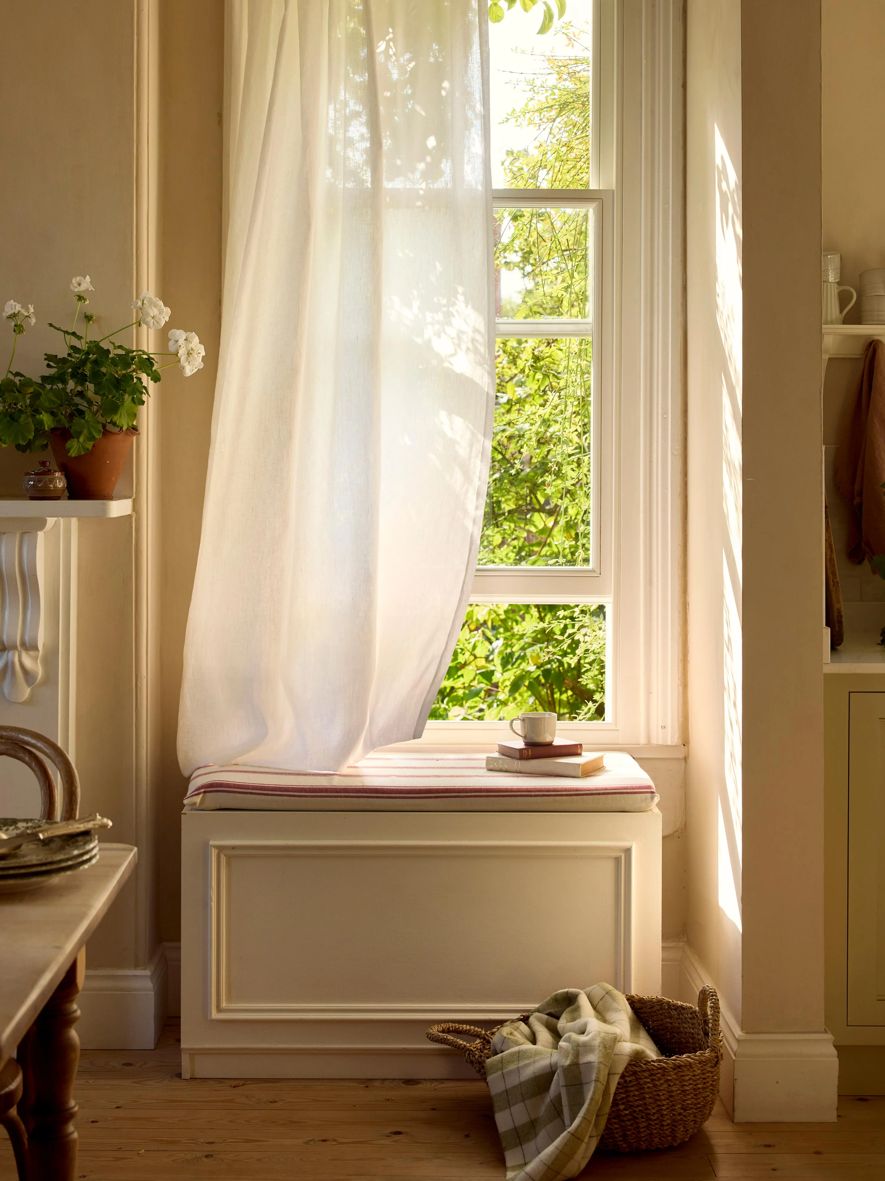White Linen Blend Curtain (Pair) - Image 2